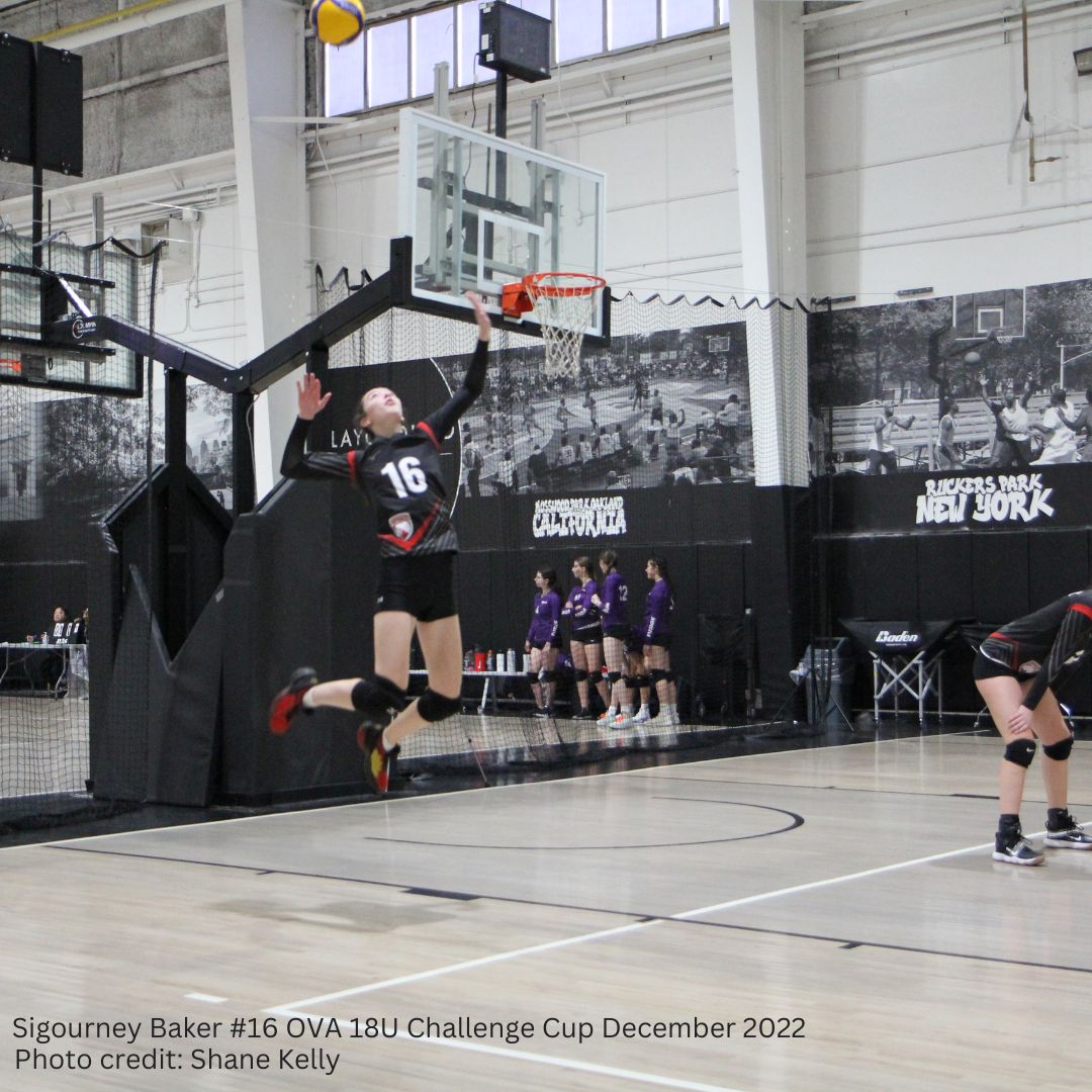 Sigourney Baker middle blocker class of 2024 women's indoor volleyball serving