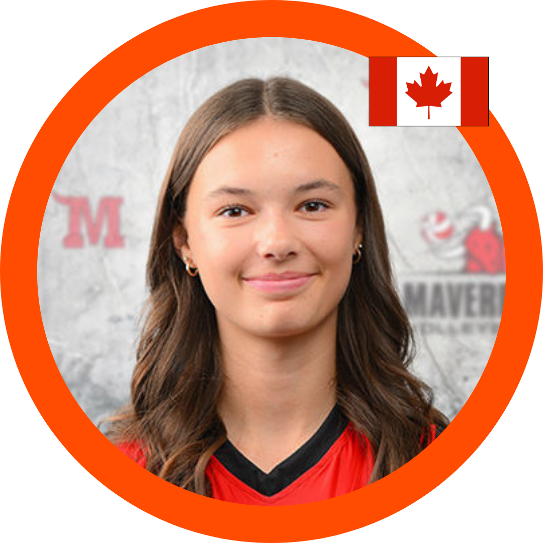 Violet Sloan Class of 2028 Middle Blocker Team Canada Red & white | Six Pack Recruiting Sports Volleyball Recruiting Canada USPORT NCAA CCAA